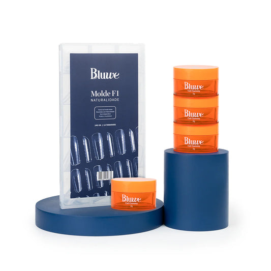 Kit Naturalidade Brasileira: Molde F1 + Os 4 Géis Gummys (Baby Pink + Cream Bege + Pink Flash + Bege Flash)