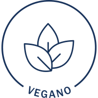 Ícone de planta com o texto: vegano