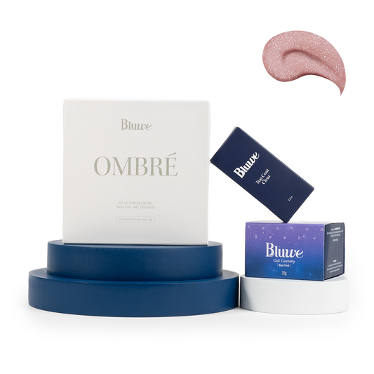 Combinadinho Kit Ombré + Gel Gummy Bege Flash + Top Coat Clear