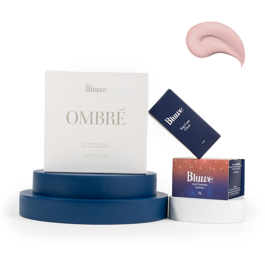 Combinadinho Kit Ombré + Gel Gummy Cream Bege + Top Coat Clear