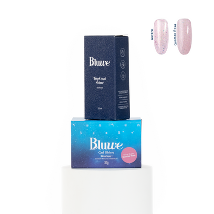Kit Gel Shine Super Quartzo Rosa + Top Coat Shine Aurora