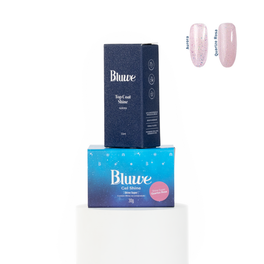 Kit Gel Shine Super Quartzo Rosa + Top Coat Shine Aurora